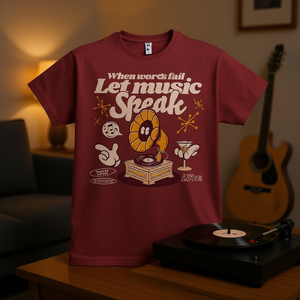 T-shirt Let Music Speak, maglietta promozionale in cotone unisex color marrone - Product Image 3