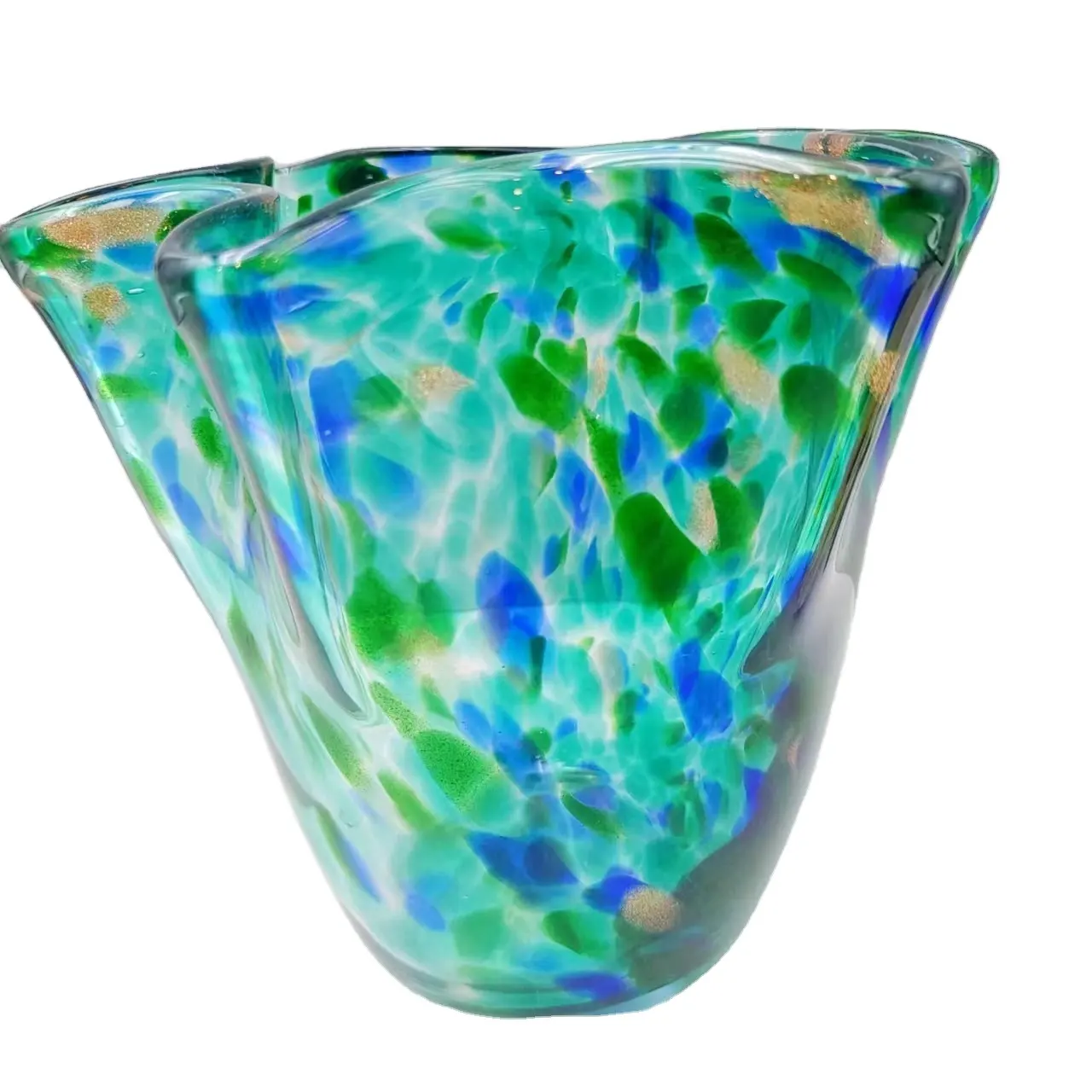 ボウルホームオフィス卓上装飾ブルーグリーンガラス花瓶デザインホリデーギフト手作りムラーノガラス高速配送新しいヨーロッパMJ