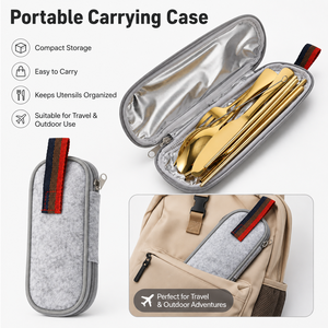 7Pcs 304 Stainless Steel Portable Cutlery Set Knife Fork Spoon Chopsticks Straw Travel <b>Camping</b> Flatware Set with Case - Product Image 3
