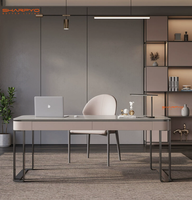 Ensemble de bureau de luxe pour la maison, bureaux d'ordinateur modernes et simples, table d'étude avec cadre en acier inoxydable doré