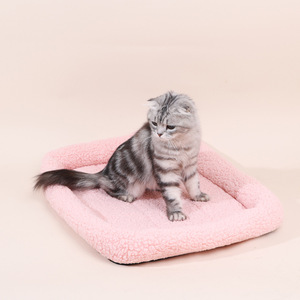 Cat Bed Oval Faux Fur Pet <b>Mat</b> Small Medium <b>Large</b> For Dog And Cat Winter Warm Comfortable Sleeping Pad Blue Pink Green Khaki - Product Image 4
