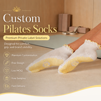 Chaussettes de Pilates Premium d'Intérieur pour Femmes, Tricotées sur Mesure, avec Volants Jaunes, Antidérapantes en Coton pour le Yoga