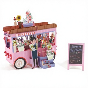Biglietto d'Auguri 3D Pop-up per San Valentino Qixi, Carrozza con Fiori, Regalo Creativo Fatto a Mano, Scultura in Cartone per Dichiarazioni d'Amore - Product Image 1