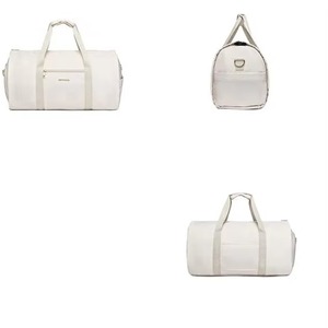Sac de voyage en nylon blanc BSCI, best-seller, sac de sport et de week-end 2-en-1 avec compartiment à chaussures, idéal pour la gym et les voyages. - Product Image 2