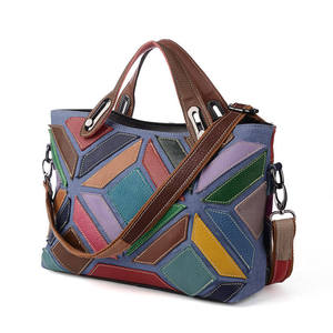 Bolso de Mano Colorido de Cuero Vacuno Genuino Andong para Mujer, Bolso de Hombro Elegante y Moderno, Bolso Tote de Gran Capacidad con Asa Superior - Product Image 1