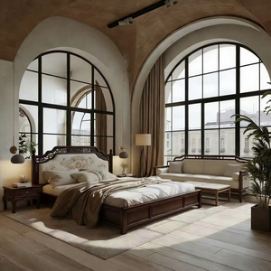 Ventanas de Doble y Triple Vidrio, Ventana Arqueada Grande Negra, Ventana Panorámica de Piso a Techo, Ventana Fija, Ventanas Arqueadas de Aluminio - Product Image 1