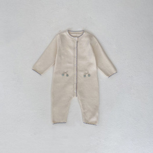 Printemps Automne Bébé Fille Couleur Chaude Barboteuse Longue à Manches Longues Coton Spandex Casual Tricoté Protection des Oreilles - Product Image 6