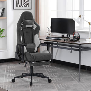 Großer profession eller Spieler Stuhl <span class=keywords><strong>Max</strong></span>. Last 180kg schwarzer Alcantara-Stoff Atmungsaktiver ergonomischer <span class=keywords><strong>Massage</strong></span>-Bürostuhl mit Fuß stütze - Product Image 3