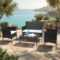 Ensemble de meubles d'extérieur en rotin tressé 4 pièces pas cher en promotion pour patio et jardin – Canapé en rotin d'extérieur