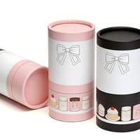 Boîte cadeau en tube de papier recyclé rose et noir style Lolita |   Emballage cylindrique personnalisable avec nœud en dentelle pour gâteaux et pains secs