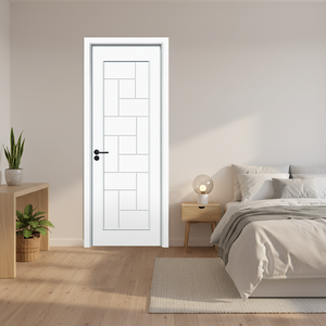 ราคาโรงงาน ประตูไม้จริง WPC PVC สำเร็จรูป ทันสมัย กันน้ำ สีขาว สำหรับห้องนอน ห้องน้ำ ฮาซอน - Product Image 5