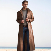 Manteau trench en cuir PU sur mesure pour homme, col de costume, décontracté, longueur au-dessus du genou, style WW2, manteau de pluie, manteau long