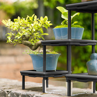 Soporte de Resina de Estilo Chino de 4 Niveles y 3 Conexiones, No Plegable, para Plantas de Interior, Exhibidor de Macetas de Suculentas para Decoración del Hogar