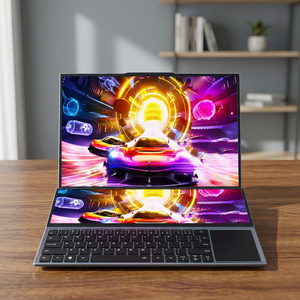 โน้ตบุ๊คเกมมิ่งธุรกิจ รุ่นใหม่ เจนเนอเรชั่น 9 Intel I7 9750H Core หน้าจอคู่แบบสัมผัส IPS ขนาด 16.1 นิ้ว + 14 นิ้ว อัตราส่วนภาพ 16:9 ความละเอียด 1920x1200 พร้อม SSD และไฟแบ็คไลท์ ตัวเครื่องโลหะ - Product Image 3
