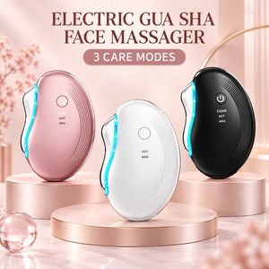 Masseur facial électrique Gua Sha chauffant 45°C, 9000 tr/min, vibration, trois modes de couleur, appareil de lifting facial pour le soin du visage, du cou et des yeux - Product Image 1