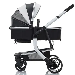 Poussette de bébé pliable 3 en 1 avec cadre en aluminium à 4 roues coloré, nouveau modèle 2022