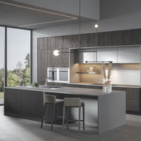 Armoires de cuisine modulaires modernes personnalisables avec options en marbre et stratifié, design mural