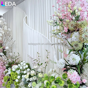 LEDA Weddings & Events Supplies New Arrival Modern White Wavy Metal Curtain Arch <b>Backdrop</b> - Product Image 2