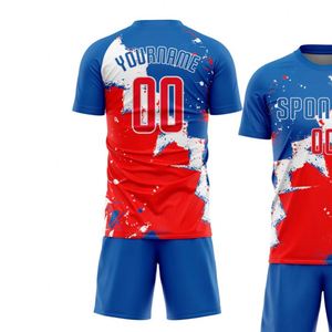 ชุดเสื้อฟุตบอลลายกราฟิกสตาร์แขนสั้นระบายอากาศได้ดีแห้งเร็วชุดฝึกซ้อมเสื้อและกางเกงขาสั้นสำหรับผู้ชายและเยาวชน - Product Image 3