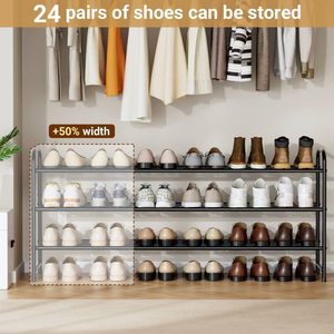 Zapatero largo <span class=keywords><strong>para</strong></span> armario, organizador de zapatos metálico <span class=keywords><strong>para</strong></span> entrada, estante apilable ancho <span class=keywords><strong>para</strong></span> almacenamiento de zapatos con rejilla de alambre resistente <span class=keywords><strong>para</strong></span> armario - Product Image 2