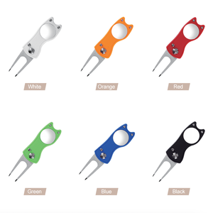 เครื่องมือซ่อมกอล์ฟพับได้สีเขียวใบมีดส้อมเสียงพร้อมปุ่มป๊อปอัพและเครื่องหมายลูกแม่เหล็ก - Product Image 4