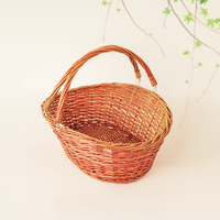 Panier de rangement multifonctionnel en osier rouge écologique fait main avec poignée, style rustique, par JY Petals