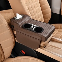Boîte d'accoudoir de voiture en gaufrage multicolore à vente chaude avec organisateur de stockage de porte-mouchoirs à Double tasse