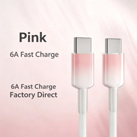Kabel USB C ke USB C 6A 100W Pengisian Cepat Tipe C ke Tipe C Kabel Data TPE Gradasi 480Mbps untuk Laptop PC 1M 1.5M 2M Pabrik OEM