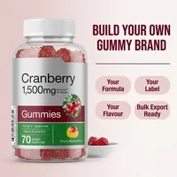 Gummies à la canneberge en marque privée, OEM, véganes, sans gluten, saveur cerise et mangue, 70 gummies