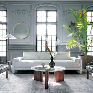 Juego de Muebles de Sofá de Estilo Vintage con Tapicería de Tela, Asientos Profundos, Armazón de Madera Resistente, Tapicería para Sala de Estar, Sofá de 3 Plazas - Product Image 3