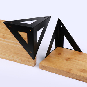 Soporte de pared para estantería flotante, hierro forjado, forma triangular negra, para sala de estar, estante de almacenamiento y exhibición - Product Image 3