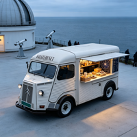 Camionnette alimentaire électrique rétro, directement de l'usine, avec comptoir de machine à café expresso professionnelle pour terrasse d'observatoire