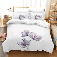 Impression florale numérique 3D sur tissu brossé |   Ensemble de literie 3 pièces en polyester doux 90 g/m², nouveauté 2026