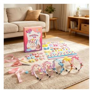 Wholesale Headband Making Kit Kids Sparkle Butterfly Pearls Ribbon <b>Foam</b> Flowers Holiday <b>Craft</b> Present Pack Set - Product Image 3