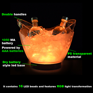 Discothèque Party Seaux à glace en bouteille de <span class=keywords><strong>champagne</strong></span> à double poignée pour les fêtes Seau à glace à vin léger multicolore en plastique transparent - Product Image 3