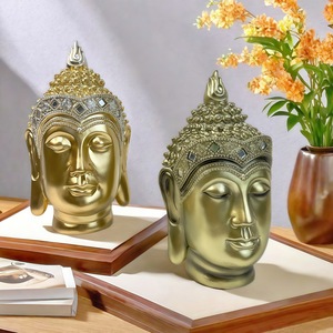 Factory Direct Sales South East Asia Maitreya <b>Buddha</b> <b>Head</b> Ornament Epoxy Resin Artistic Sculpted Crafts Home Tea Room Office Zen - Product Image 1