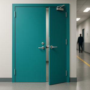 Stile di Design industriale <span class=keywords><strong>porta</strong></span> tagliafuoco in acciaio zincato blu con garanzia di 5 anni per il centro commerciale appartamento ospedale e Hotel antincendio - Product Image 5