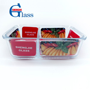<strong>Glass</strong> <strong>Food</strong> <strong>Container</strong> <strong>2</strong> <strong>Compartment</strong> New Product Partition <strong>Glass</strong> Lunch Boxes - Product Image 3