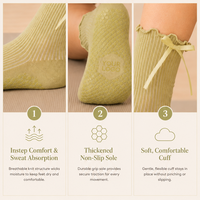 Chaussettes de yoga en coton antidérapantes et antibactériennes pour femmes, chaussettes de fitness et de Pilates, chaussettes de gym et de barre avec nœud décoratif