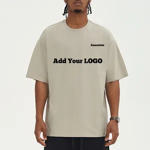 Camiseta de hombre de alta calidad con logotipo personalizado, Camisetas de algodón 100% de lujo, camiseta cuadrada de gran tamaño con cuello redondo en blanco para hombre