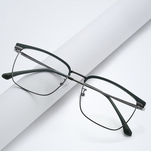 Monturas de Gafas Rectangulares Semi-Rimless con Lentes de Resina Anti Luz Azul, Ligeras, Unisex, Media Montura 2025 - Product Image 1