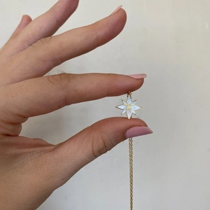 <span class=keywords><strong>Dina</strong></span> Vintage 18K oro impermeable collar de acero inoxidable hecho a mano Natural abulón Shell hexagrama David estrella colgante joyería - Product Image 6