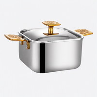 WOXIANG Marmite carrée 16 cm en acier inoxydable triple épaisseur, corps estampé durable, compatible lave-vaisselle