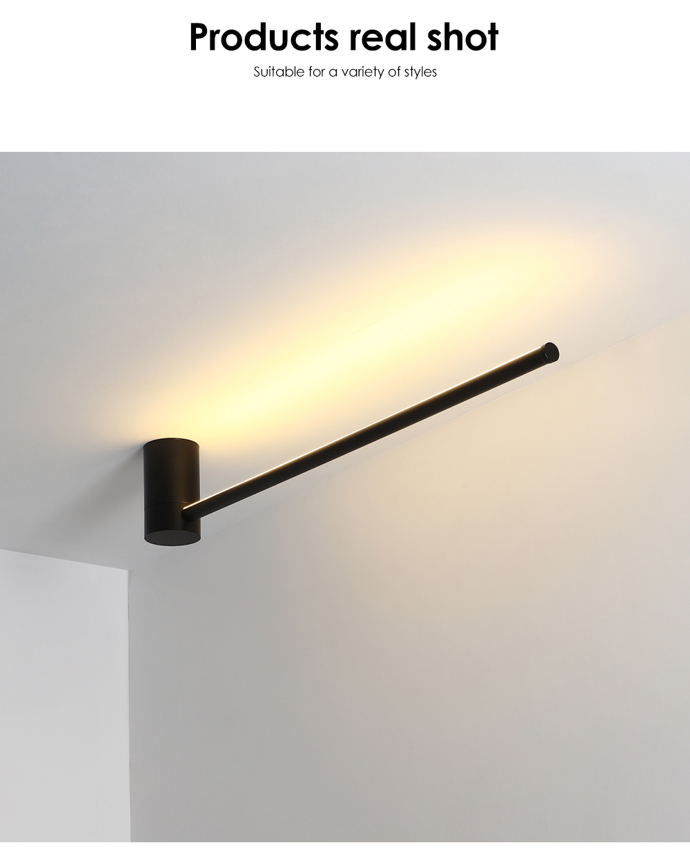Modern Line Lamp Simple Rotatable Iron Black Warm Led Aluminum Minimalist Decorative Wall Lamp For Bedroom