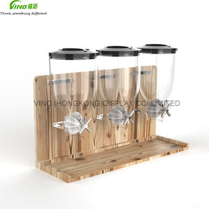Almacenamiento de contenedores de cereales de cocina indispensable de madera de abeto, pantallas de 3 L para mostrador de granos de café para alimentos - Product Image 1