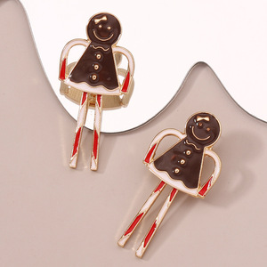Pendientes Colgantes de Aleación Esmaltada con Diseño de Señora de Jengibre Navideña, Elegantes y Casuales para Mujer - Product Image 5
