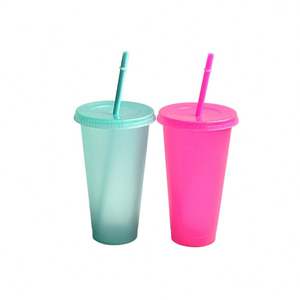 Vasos de Plástico para Bebidas, Nuevos, en Varios Colores, 16 oz/24 oz, con Tapas y Pajitas, Antiderrames, Unisex, para Fiestas - Product Image 3