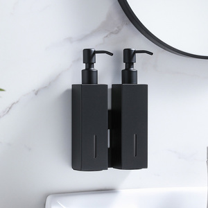 Dispensador de Jabón <span class=keywords><strong>Doble</strong></span> de Acero Inoxidable 304 Moderno para Montar en la Pared, Dispensador de Jabón en Espuma Cuadrado para Baño de Hotel, Botella con Pulsador - Product Image 1