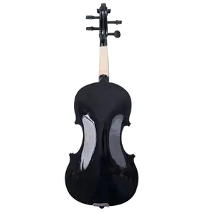 Violín Acústico Negro 4/4-1/8 para Estudiantes Principiantes con Arco Redondo, Puente y Estuche Triangular <span class=keywords><strong>de</strong></span> Espuma - Product Image 4