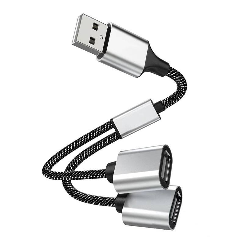 Silver USB to 2xUSB
